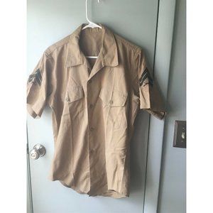 Vintage Marines field shirt tan khaki Medium Corporal  arm patches